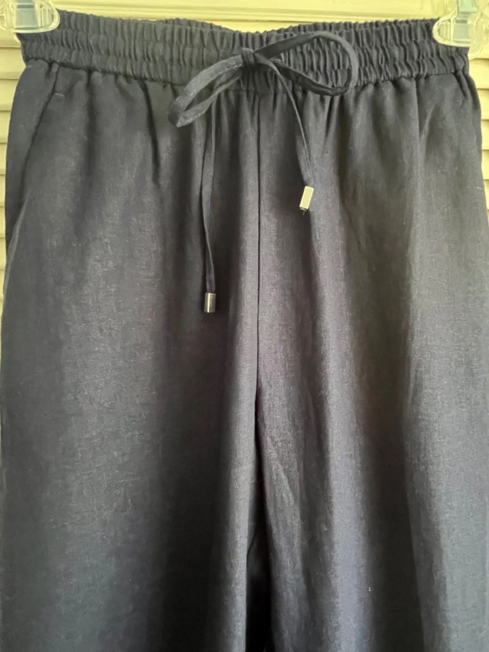 Zara Navy Blue Linen/Viscose Straight Leg Pants Size XS